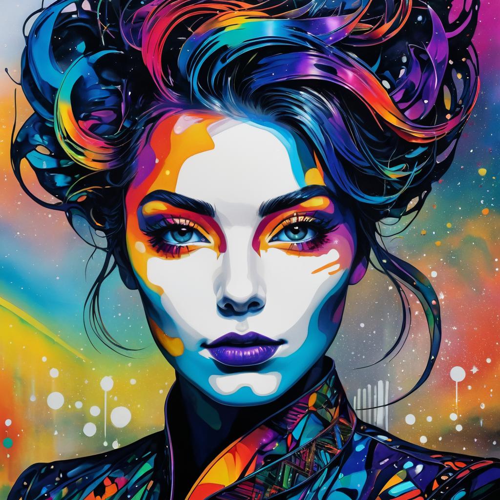 Cosmic Sage: Vibrant Abstract Portrait