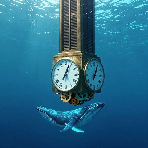 Upside Down Clock Tower Underwater