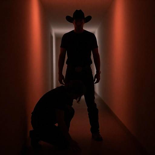 Intense Standoff in Shadowy Corridor