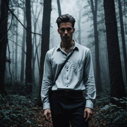 Stylish Man in a Gothic Forest Scene