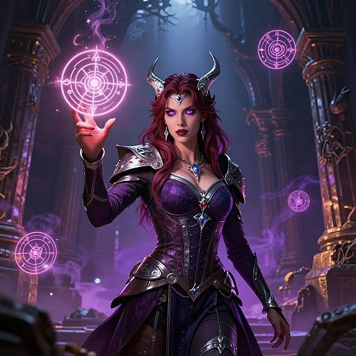 DND Female Warlock Casting Spell