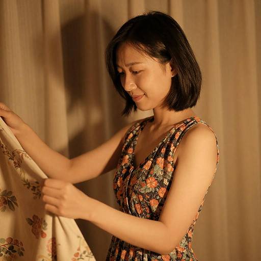 Warm Portrait of Woman in Floral Dress