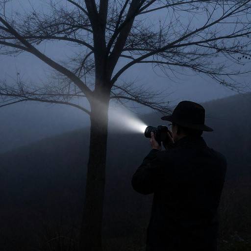 Mysterious Forest Photographer at Dusk