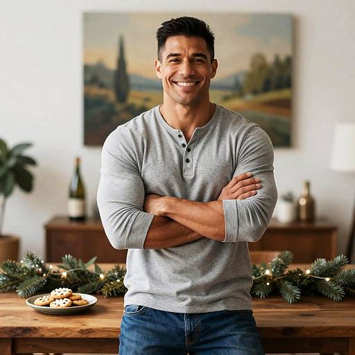 Joyful Man in Cozy Holiday Setting