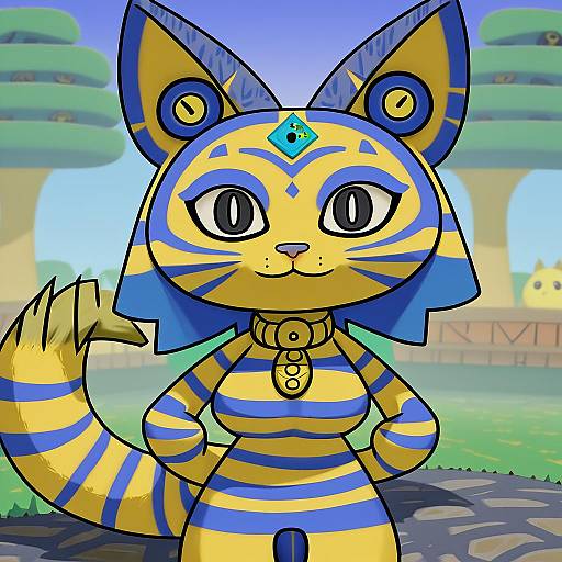 Illustration of Ankha (animal crossing), animal crossing in the style of John doe