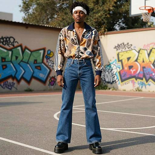 70s Sporty Man in Retro Outfit