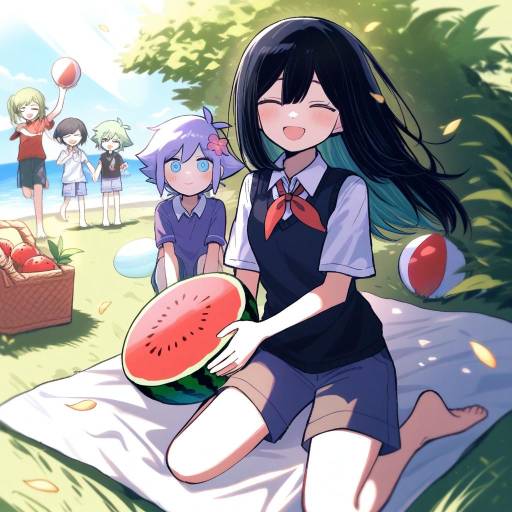 Beach Picnic with Colorful Characters