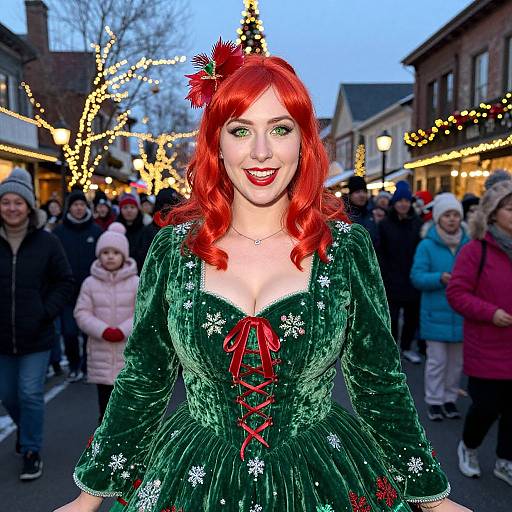 Festive Woman in Holiday Parade
