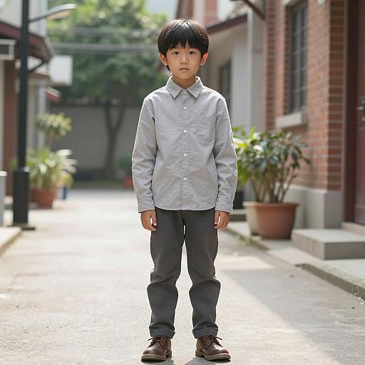 Young Boy in Movie Costume on Street
