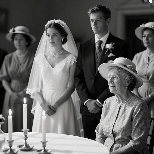 Elegant Black-and-White Wedding Scene
