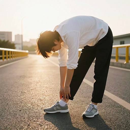 Sunlit Road Stretching Pose