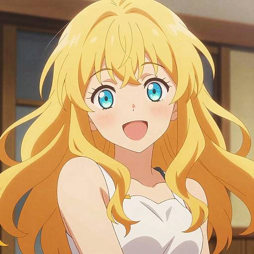 Anime Portrait of Joyful Honey Blonde