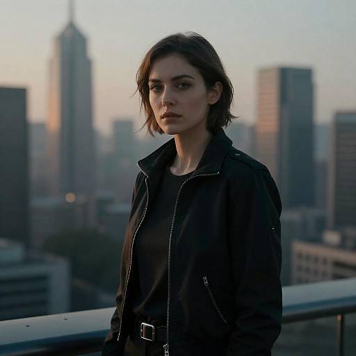 Cinematic Cyberpunk Woman at Dawn