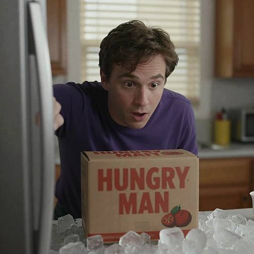 Surprised Man Peeking from Refrigerator