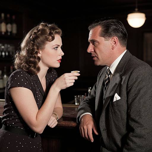1940s Tense Bar Conversation Scene
