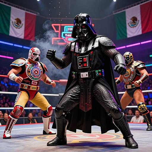 Mexican Darth Vader vs Robotic Luchadores