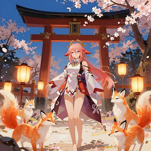 Mystical Yae Miko with Fox Spirits