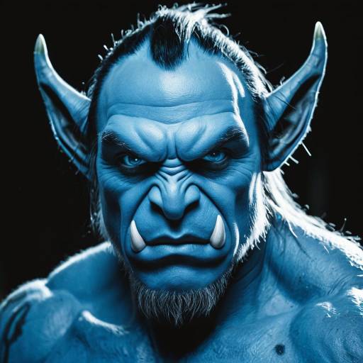 Portrait of Blue-Skinned Orc with Tusks