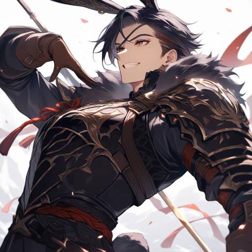 Confident Warrior with Rabbit Ears