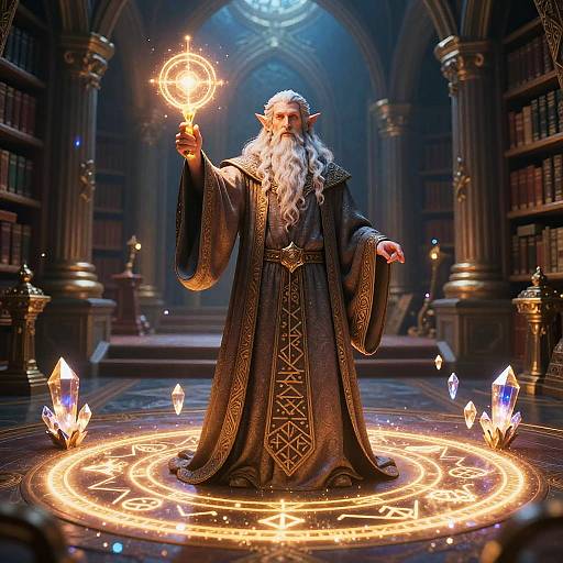 Wise Elven Mage Casting Spell
