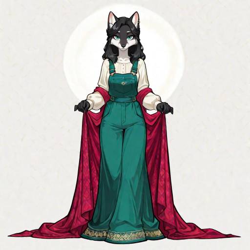 Elegant Anime Woman in Two Dresses