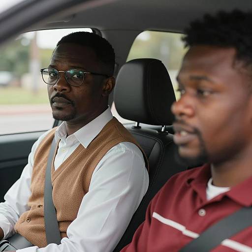 Two African American Men Sitting in Car