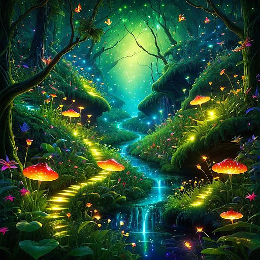 Enchanted Valley with Dancing Fireflies Enchanted Valley with Dancing Fireflies