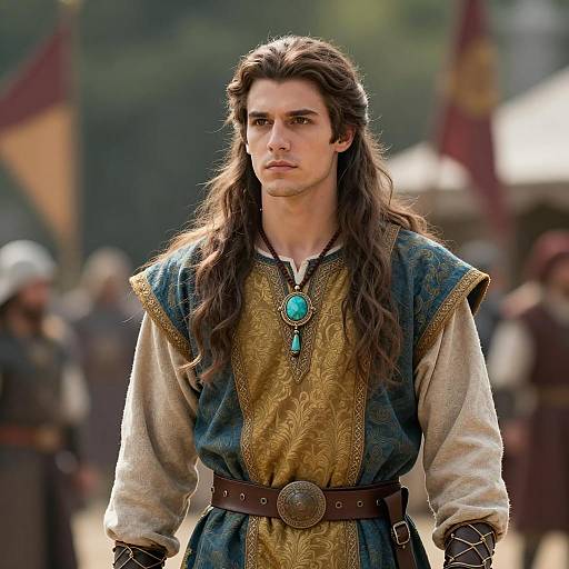 Medieval Man in Turquoise Pendant Necklace