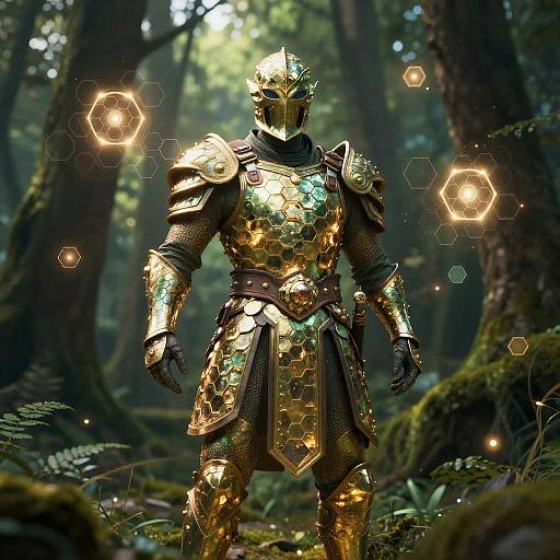 Hexagon Warrior in Mystical Forest