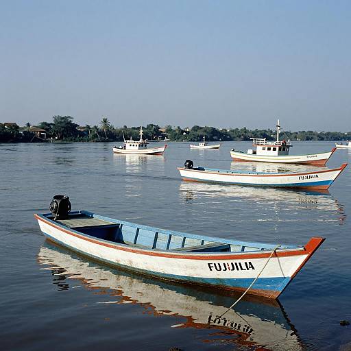 Colorful Fishing Boats on Venezuelan River