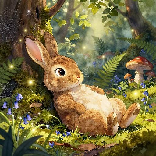 Mischievous Rabbit in Enchanted Forest