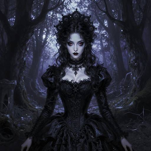 Gothic Shadow Marquise in Haunted Forest