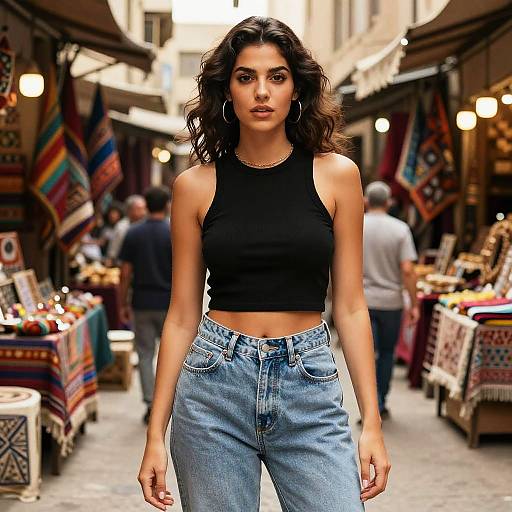 Voluptuous Woman in 1930s Cairo Bazaar