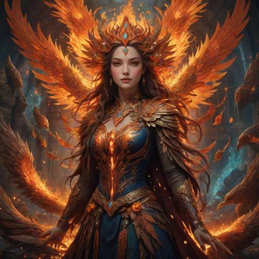 Phoenix Woman Amidst Lost Kingdom Artifacts