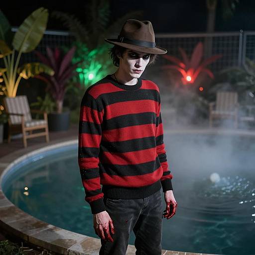 Mysterious Male Figure by Foggy Pool