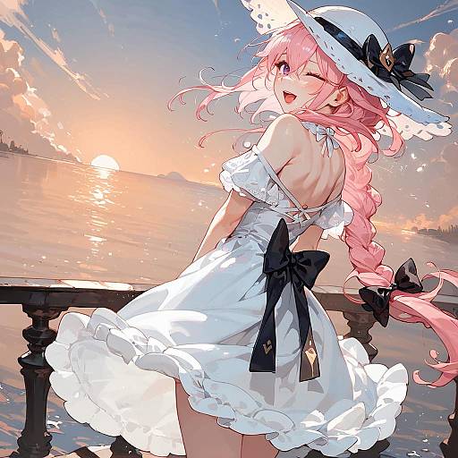 Crossdressing Boy at Sunset Beach