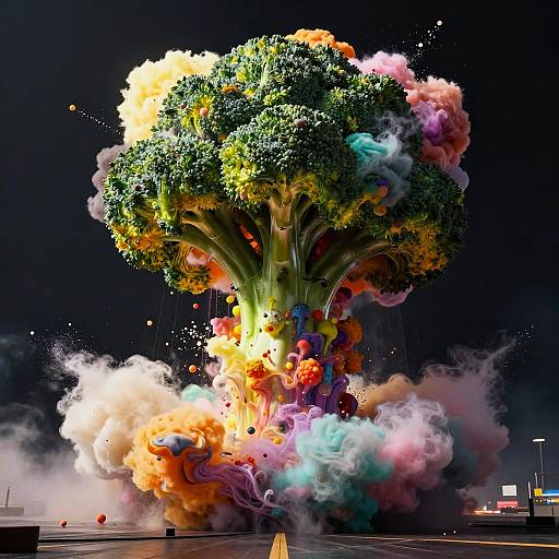 Colorful Atomic Explosion with Broccoli