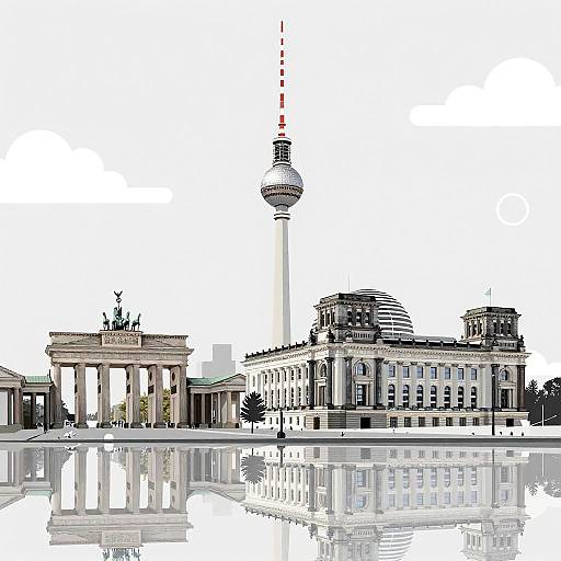 Minimalist Berlin Landmarks Vector Art