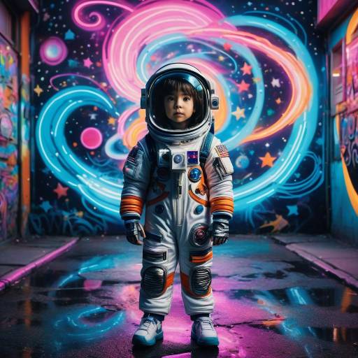 Vibrant Astronaut Child in Surreal Art Vibrant Astronaut Child in Surreal Art