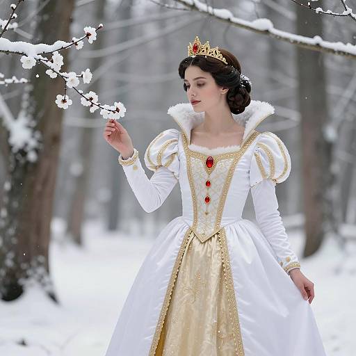 Snow White Queen in Winter Forest