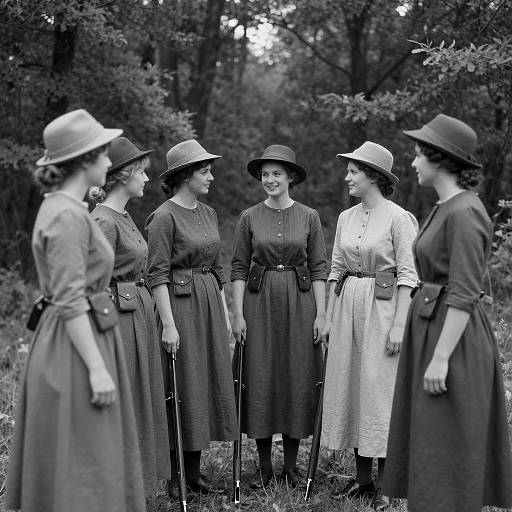 Victorian Women Rifles in Forest Clearing