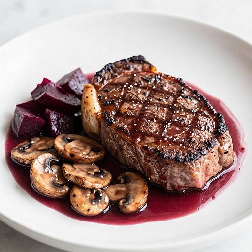 Seared Steaks with Mushroom and Beetroot