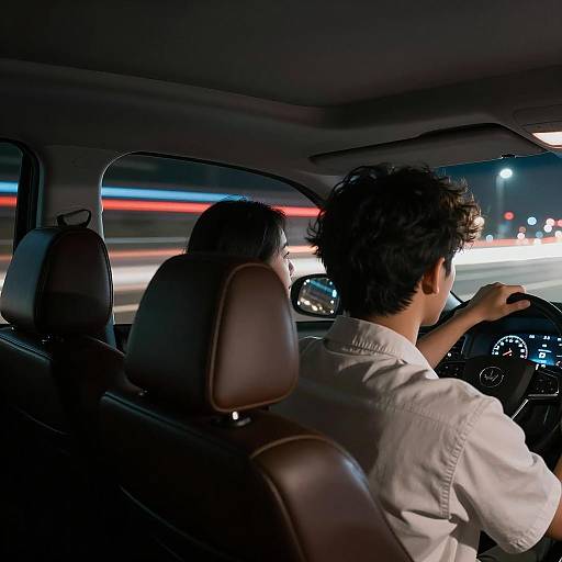 Night Drive with Blurred Light Trails