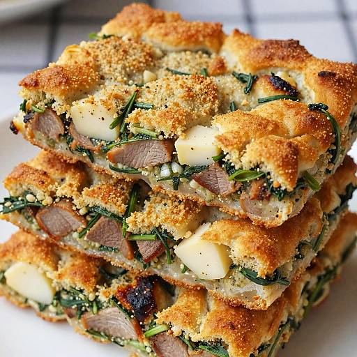 Close-Up of Herb and Cheese Savory Slices