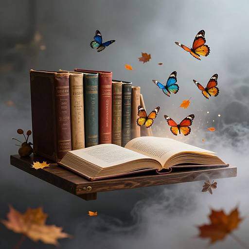 Mystical Floating Library with Dancing Elements