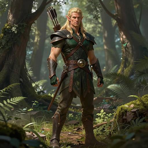 Fantasy Elf Warrior in Forest
