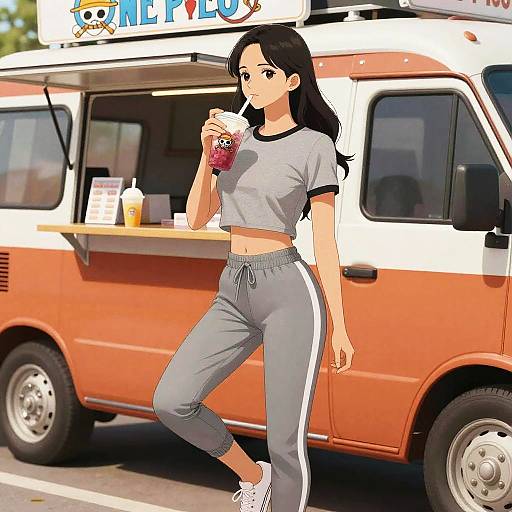 Athleisure Woman at Food Truck Rally