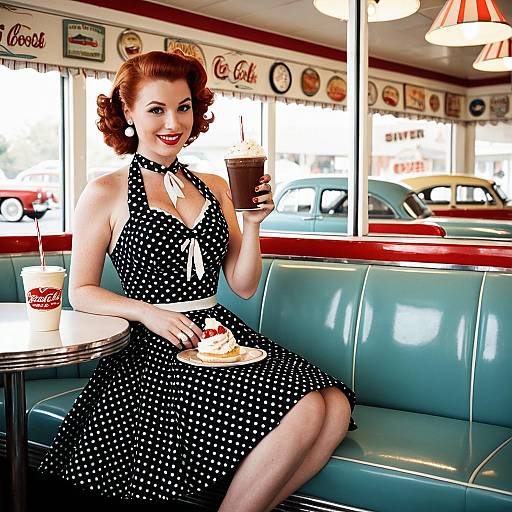 1950s Vintage Style Woman in Diner