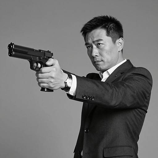 Man in Suit Aiming Gun