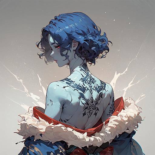 Seductive Blue-Skinned Anime Girl